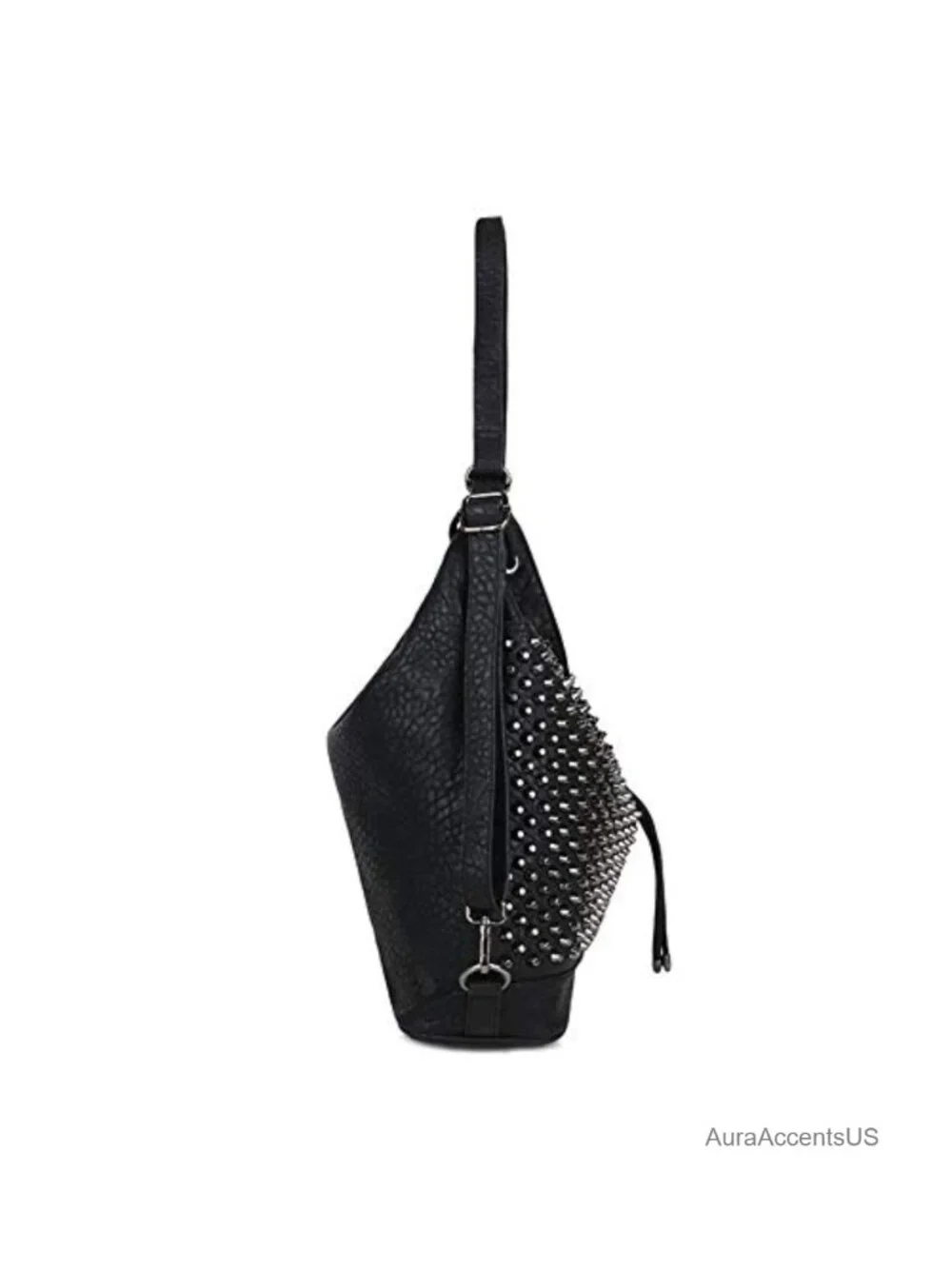 Oversized Studded Bucket Bag Convertible Vegan Leather Backpack Crossbody